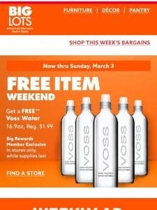 FREE Voss Water NOW thru Sunday!