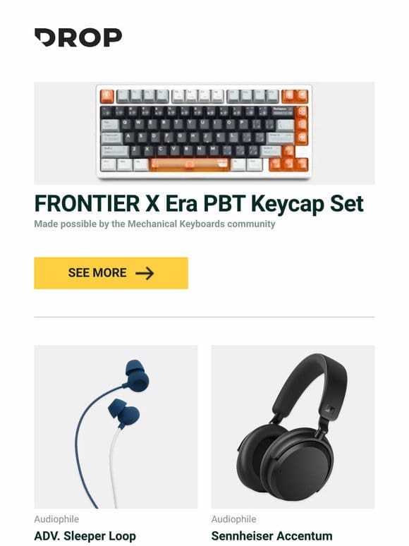 FRONTIER X Era PBT Keycap Set， ADV. Sleeper Loop， Sennheiser Accentum Wireless Headphones and more…
