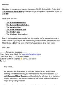 FWD: Summer Surprise ☀️ BOGO Dia Boxes