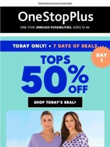 FYI: 50% Off Tops Today!