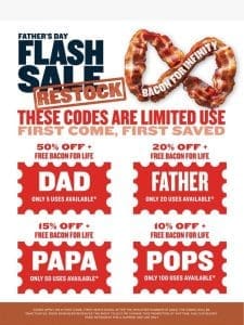 ? Father’s Day Flash Sale CODE RESTOCK ?