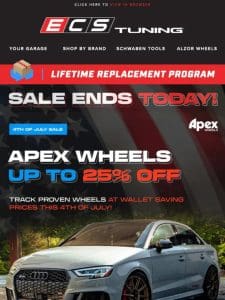 Final Hours to Get Up To 25% off Apex Wheels – 4th of July Sale!