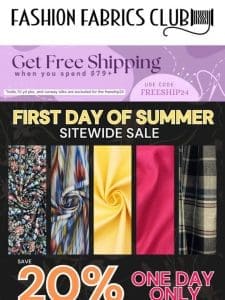 First Day of SUMMER Sitewide Sale   Save 20% Off