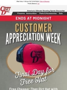 Free CTD Hat with Any Purchase Ends Tonight