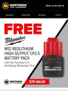 Free Milwaukee Battery With Purchase + Customer Favorites on Sale!