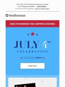 Free Shipping Sitewide – Ends Tomorrow!