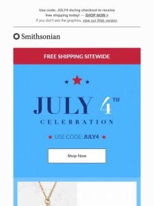 Free Shipping Sitewide – July 4th Celebration!