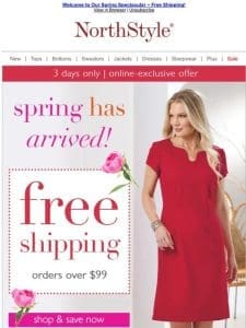 Free Shipping ~ Springtime Savings on ALL Fashions & Styles ~ Shop Now