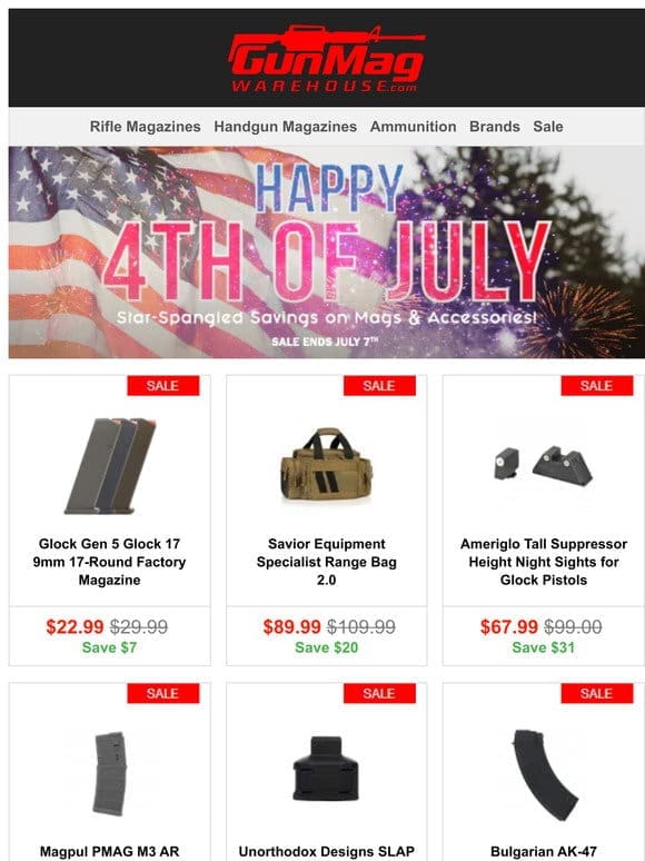 Freedom To Shop Our July 4th Sale ! | Glock Gen 5 Glock 17 9mm Mag for $23