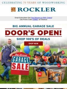 Garage Sale Kicks Off Today! Plus 10% Off Easy Wood Tools — 3 Days Only!