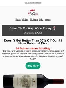 Get 30% OFF 94-Point Top Seller Buena Vista Napa Cabernet Sauvignon!