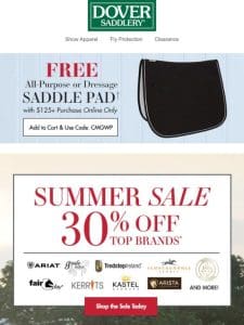 Get a Free Saddle Pad & Shop Our Summer Sale!