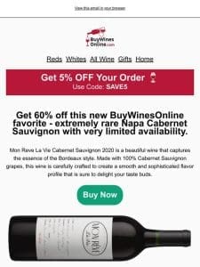 Get it while you can…RARE Cabernet Sauvignon is 60% OFF today!