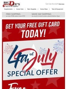 Get your Free Gift Card TODAY!