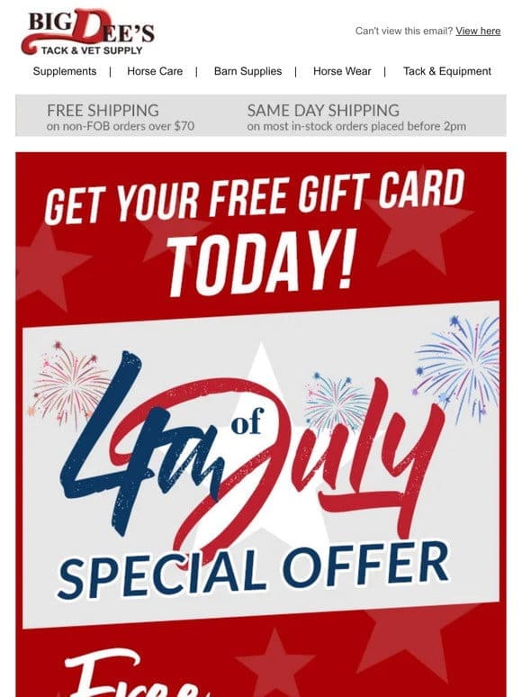 Get your Free Gift Card TODAY!