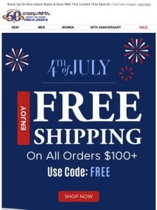 Go Fourth With FREE Shipping