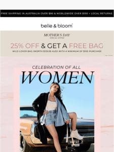 HAPPY MOTHER’S DAY ? 25% off + Free bag ($129.95)