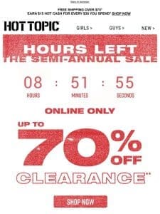 HOURS LEFT ➡️ Up to 70% Off Clearance + $7 Tees