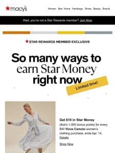 Happening NOW: earn Star Money on top brands!