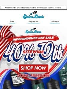 Happy Fourth! Celebrate with 40% Off!