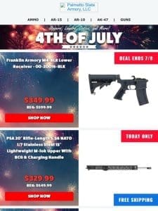 Happy Independence Day From PSA! | Free Shipping On ALL PSA AR， AK， & JAKL Complete Firearms!