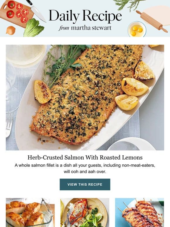 Herb-Crusted Salmon With Roasted Lemons