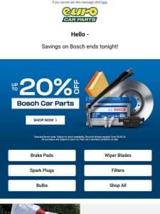 Hey — Save Up To 20% Of Bosch! Built To Last!