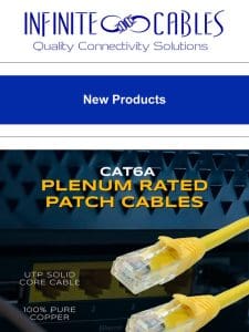 High-Performance CAT6A Plenum Rated Patch Cables – Multiple Colors Available!