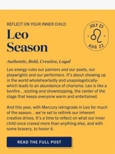 Honor your inner child this Leo season