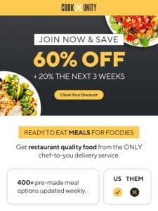 ? Hungry for a Deal? Get 60% OFF CookUnity Meals!