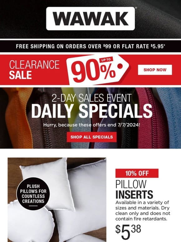 Hurry， 2-Day SALES EVENT! 10% Off Pillow Inserts & Much More!
