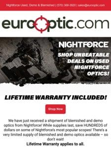 IN STOCK: Nightforce Demo & Blemished Optics!