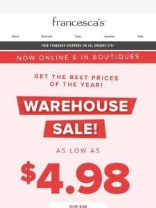 IT’S ON: Clearance as LOW as $4.98 in Boutiques & Online