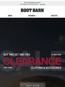 In-Store Clearance Event Ends Today