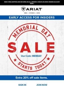 Insiders， Memorial Day Sale Early Access Starts Now!-