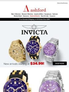 Invicta New Arrivals， Starting at $34.99!