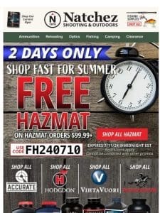 It’s back! FREE HAZMAT on orders $99.99+