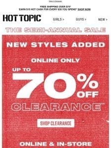 It’s back! ? Up to 70% OFF all Clearance + $7 Tees ?