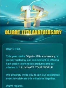 Join Us for Olight’s 17th Anniversary Celebration – Exciting Events Inside!