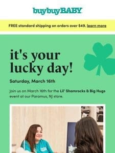 ??Join us in-store for our Lil Shamrocks & Big Hugs event! ?