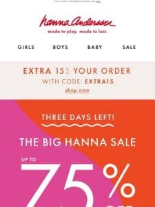 Just For You: EXTRA 15% Off + Up to 75% Off