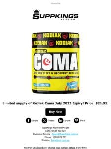 Kodiak ANABOLIC COMA (30 Serve) Deep REM Sleep & Recovery Activator : Rainbow Fruit [Exp: Jul 2023]