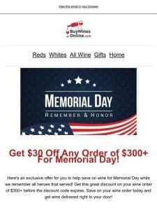 LAST CALL ? Your Memorial Day Discount Code Expires Tonight!