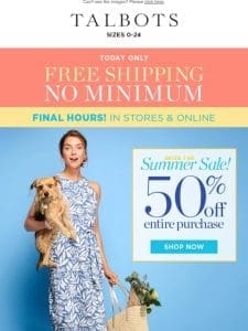 LAST CALL for 50% off + FREE SHIPPING