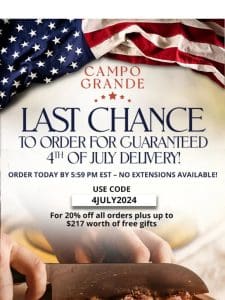 LAST DAY to order for guaranteed 7/4 delivery!