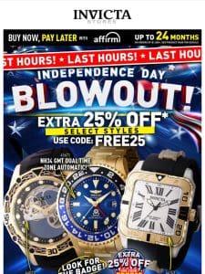 LAST HOURS EXTRA 25% OFF Code FREE25