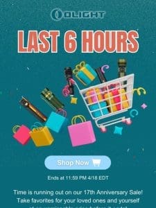 ?Last 6 Hours | You’re Cutting it Close!