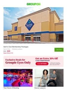 Last Chance! Extra $5 off a Sam’s Club Membership!