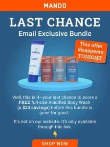 Last Chance: Get a $20 Body Wash FREE