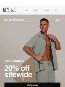 Last Chance for 20% OFF Everything !!